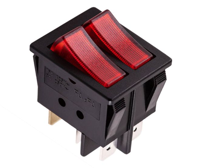 Rocker Switch Dpst On Off Illum Red 16 A 250 V Kcd2 2101 N Red