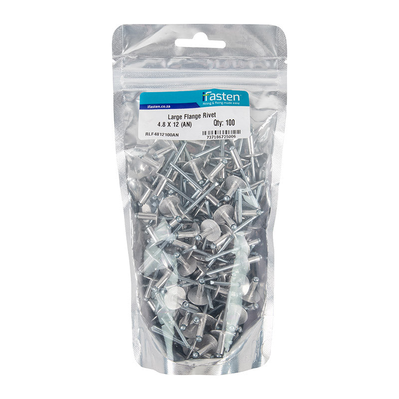 Ifasten Rivet Flange Large 4.8 Mmx12 Mm 100 Pp