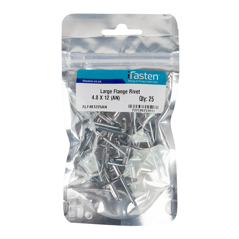 Ifasten Rivet Flange Large 4.8 Mmx12 Mm 25 Pp