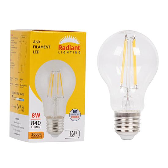 A60 Filament Clear 8w Led E27 3000 K N - Livestainable.co.za