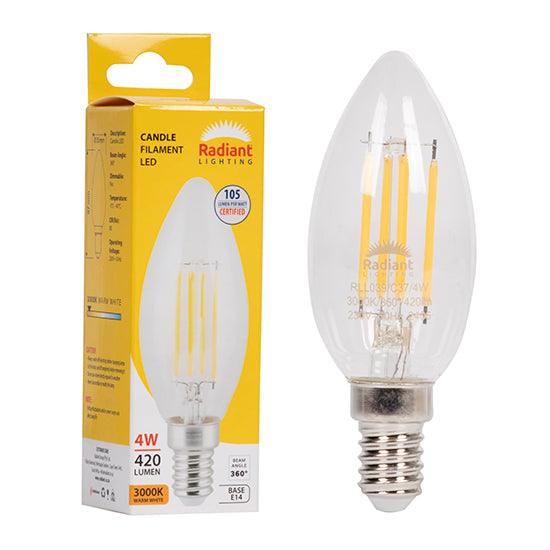 Candle Filament Clear 4w Led E14 3000 K N - Livestainable.co.za