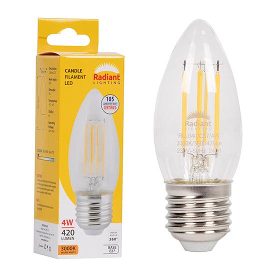 Candle Filament Clear 4w Led E27 3000 K N - Livestainable.co.za