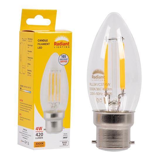 Candle Filament Clear 4w Led B22 3000 K N - Livestainable.co.za