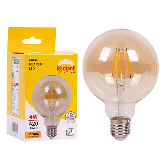 Maxi Globe G95 Filament Amber 4w Led E27 2700 K N - Livestainable.co.za