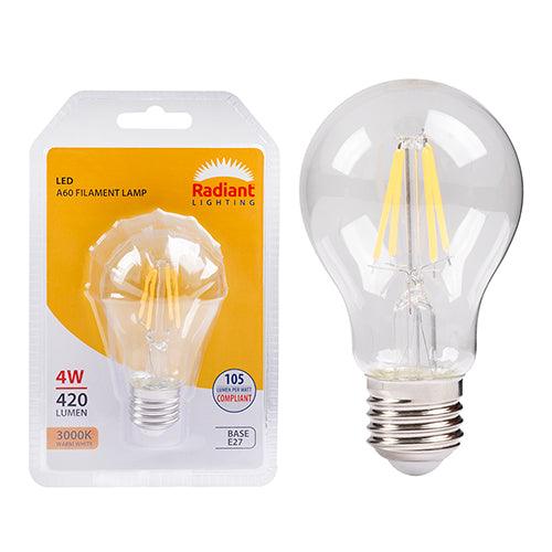 A60 Filament Clear 4w Led E27 3000 K N - Livestainable.co.za