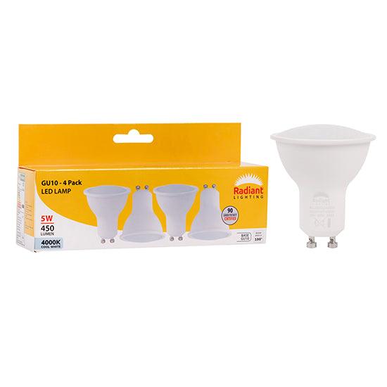 Gu10 Frosted Lens 5w Led 4000 K Non Dimmable 4 Pack N - Livestainable.co.za