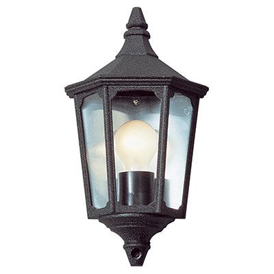 Wall Light Outdoor Small Half Lantern Black 1x E27 - Livestainable.co.za