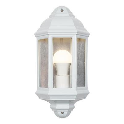 Wall Light Outdoor Small Half Lantern White 1x E27 - Livestainable.co.za