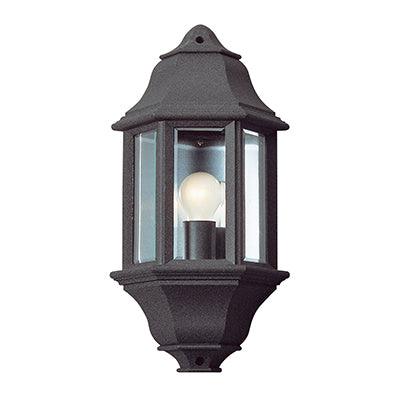 Wall Light Outdoor Medium Half Lantern Black 1x E27 - Livestainable.co.za