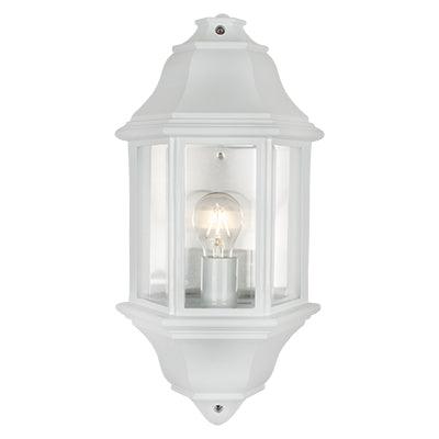 Wall Light Outdoor Medium Half Lantern White 1x E27 - Livestainable.co.za