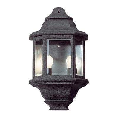 Wall Light Outdoor Large Half Lantern Black 2x E27 - Livestainable.co.za