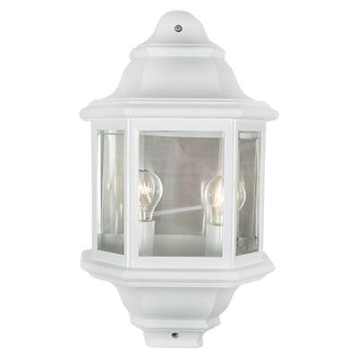 Wall Light Outdoor Large Half Lantern White 2x E27 - Livestainable.co.za