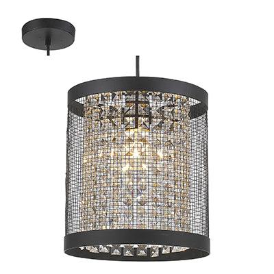 Mesh & Crystal Pendant Black E27 1x40w - Livestainable.co.za