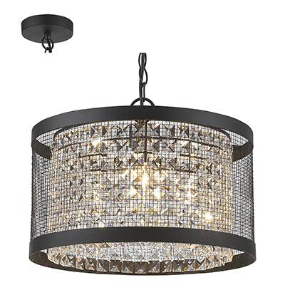 Mesh & Crystal Pendant Black E14 3x40w - Livestainable.co.za