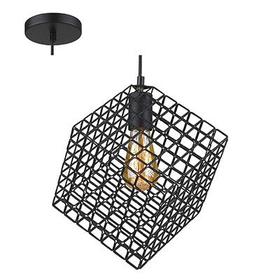 Grid Square Pendant Black E27 1x40w - Livestainable.co.za