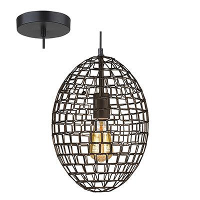 Grid Oval Pendant Black E27 1x40w - Livestainable.co.za