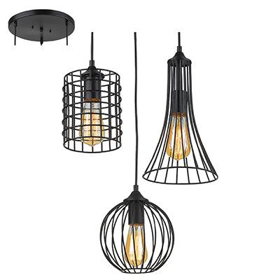 Grid 3 Lt Pendant Black E27 3x40w - Livestainable.co.za