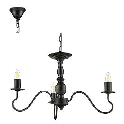 3 Lt Chandelier Black E27 3x40w - Livestainable.co.za