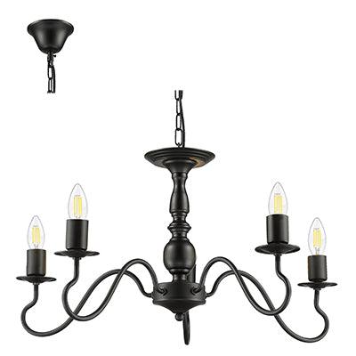 5 Lt Chandelier Black E27 5x40w - Livestainable.co.za