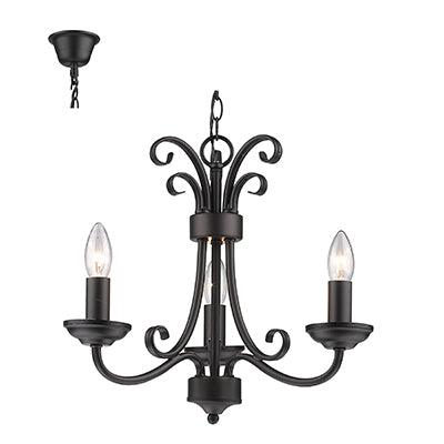 3 Lt Chandelier Black E14 3x40w - Livestainable.co.za