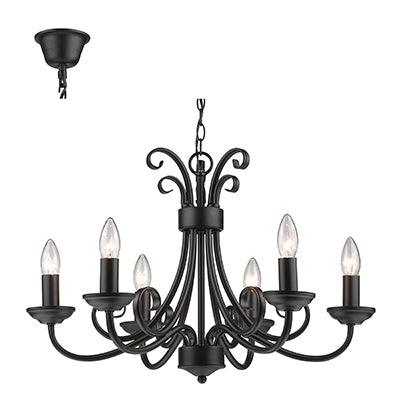 6 Lt Chandelier Black E14 6x40w - Livestainable.co.za