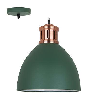 Pendant Steel 330mm Green & Copper E27 1x40w - Livestainable.co.za