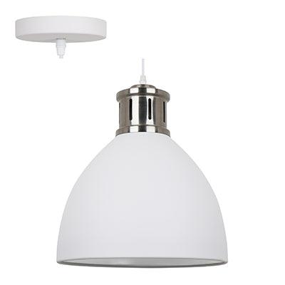 Pendant Steel 330mm White & Satin Nickel E27 1x40w - Livestainable.co.za