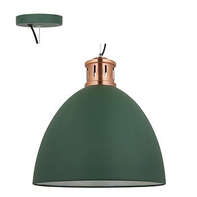 Pendant Steel 400mm Green & Copper E27 1x40w - Livestainable.co.za