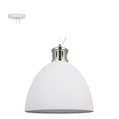 Pendant Steel 400mm White & Satin Nickel E27 1x40w - Livestainable.co.za