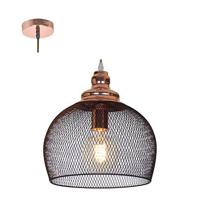 Mesh Pendant 280mm Matt Black/Copper E27 1x40w - Livestainable.co.za