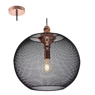 Mesh Pendant 475mm Matt Black/Copper E27 1x40w - Livestainable.co.za