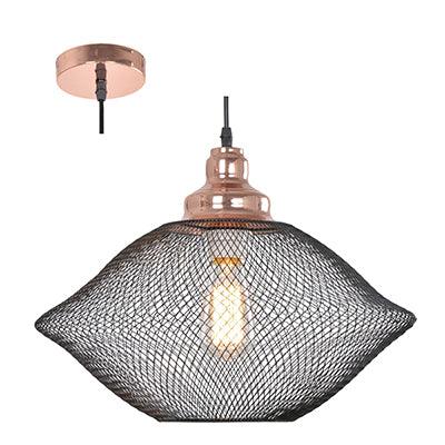 Mesh Pendant 420mm Matt Black/Copper E27 1x40w - Livestainable.co.za