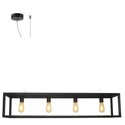 Pendant 4 Lt Metal Black E27 4x60w - Livestainable.co.za