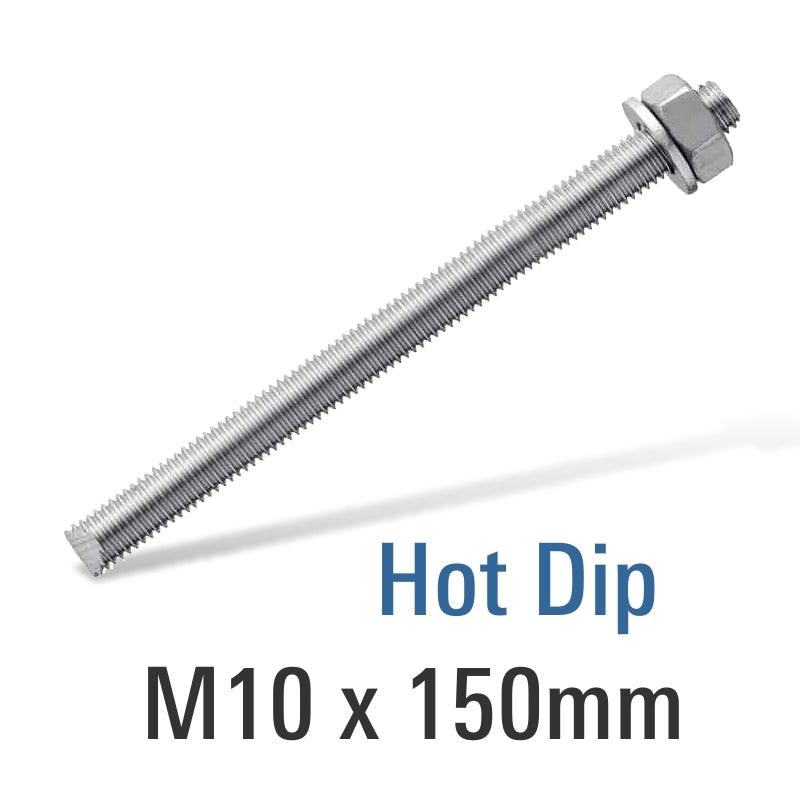 8.8 Hot Dip Galv Stud M10 X150 With Nut And Washer - Livestainable.co.za