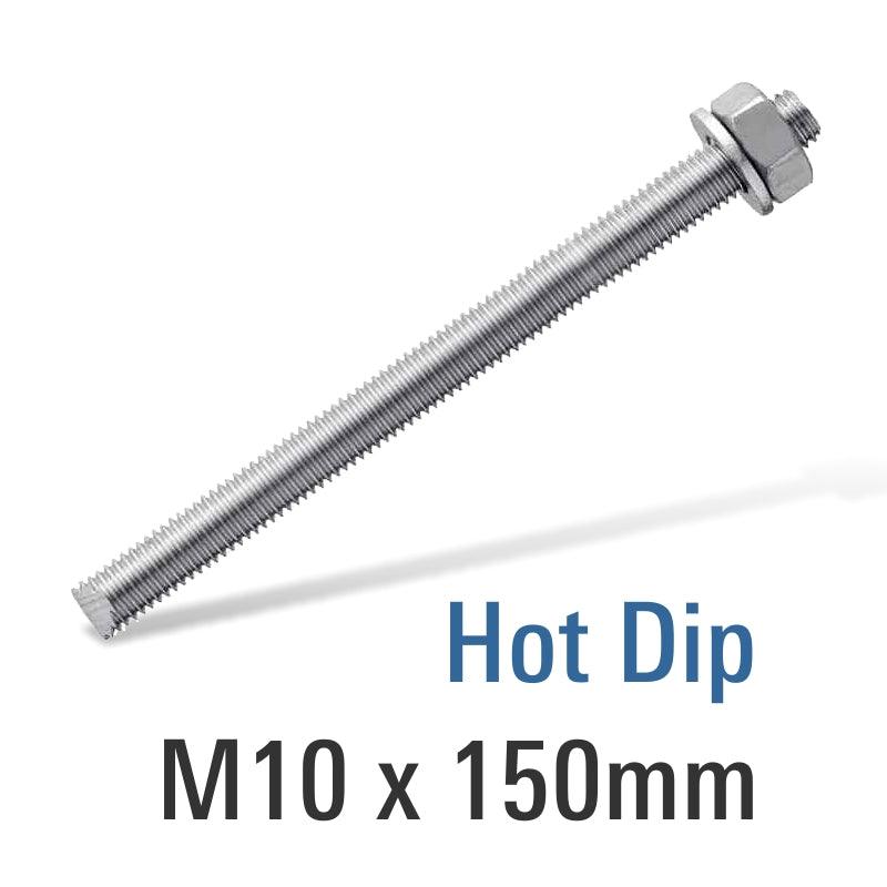 En8 Hot Dip Galv Stud M10 X150 With Nut And Washer - Livestainable.co.za