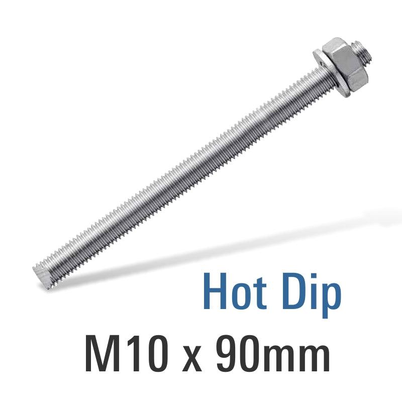 8.8 Hot Dip Galv Stud M10 X90 With Nut And Washer - Livestainable.co.za