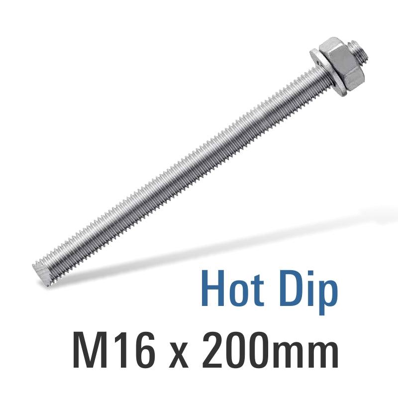 8.8 Hot Dip Galv Stud M16 X200 With Nut And Washer - Livestainable.co.za