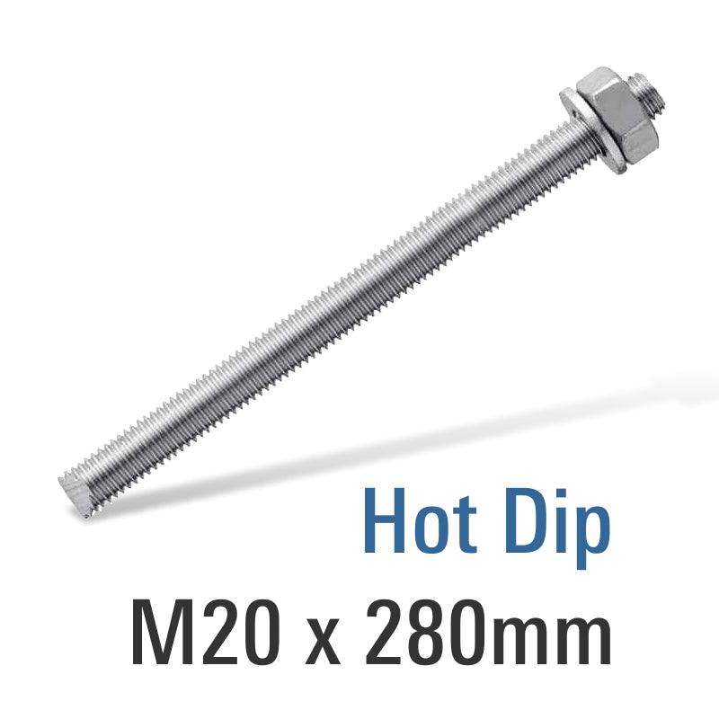 8.8 Hot Dip Galv Stud M20 X280 With Nut And Washer - Livestainable.co.za