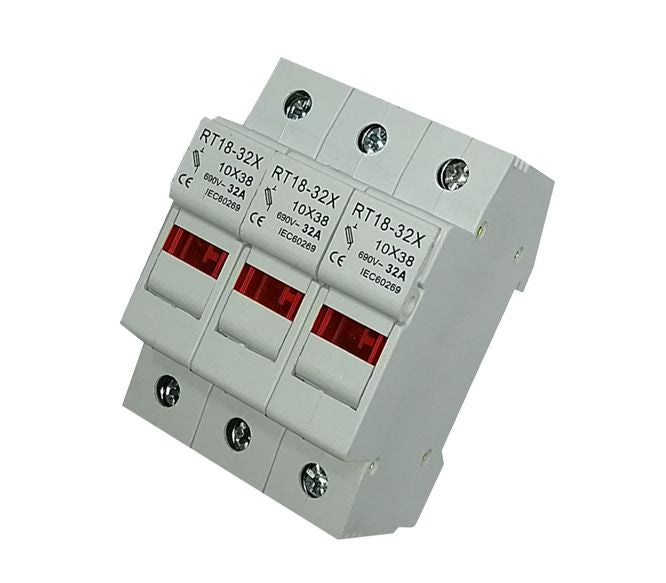 Fuse Holder 3 P For 10x38 Fuse + Indicator D/R Mount Fh Rt18 32 3 P M