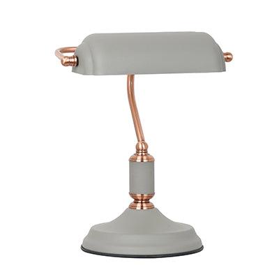 Bankers Table Lamp Grey & Copper 1x E27 - Livestainable.co.za