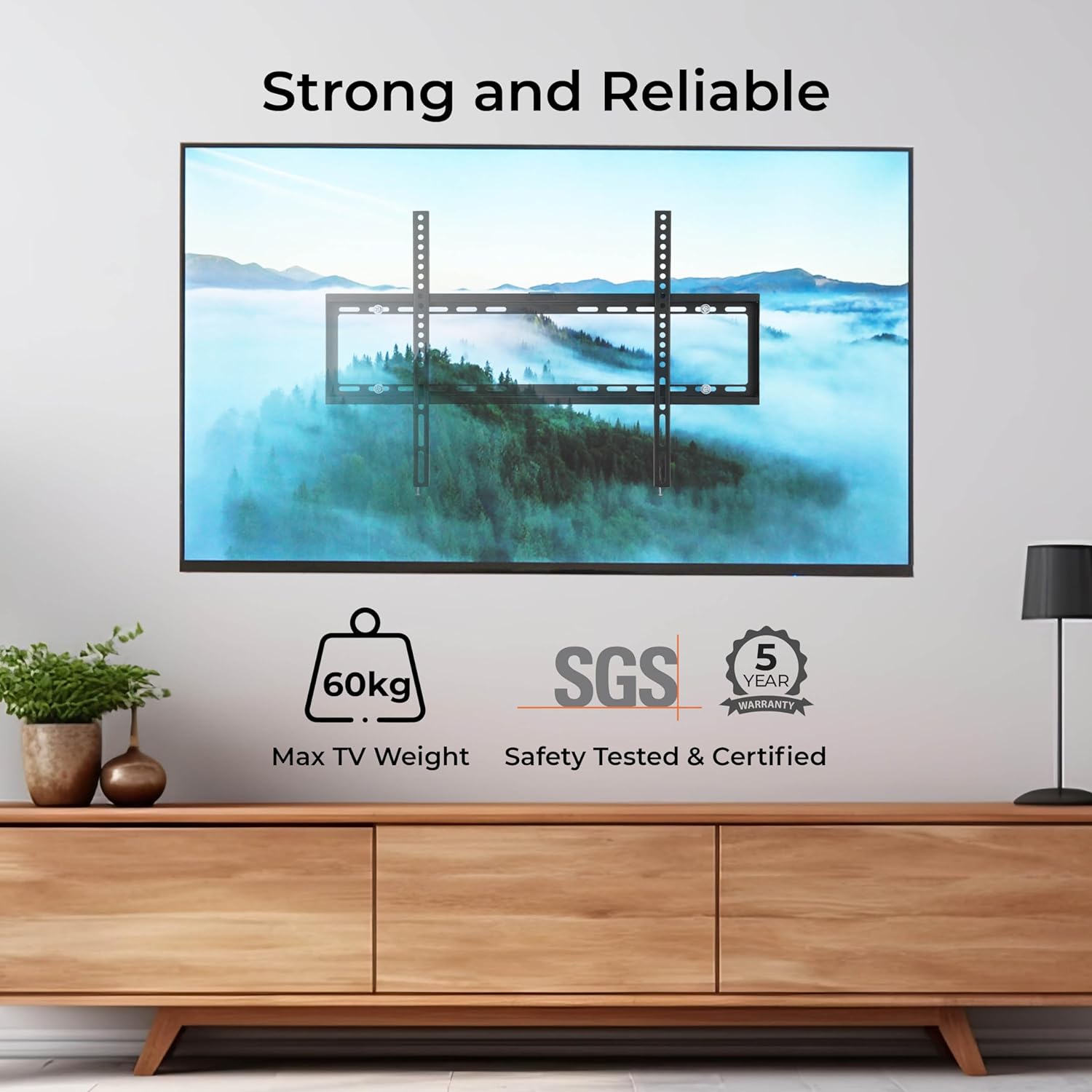 50 85" Flat To Wall Tv Mount Bracket Built In Spirit Level