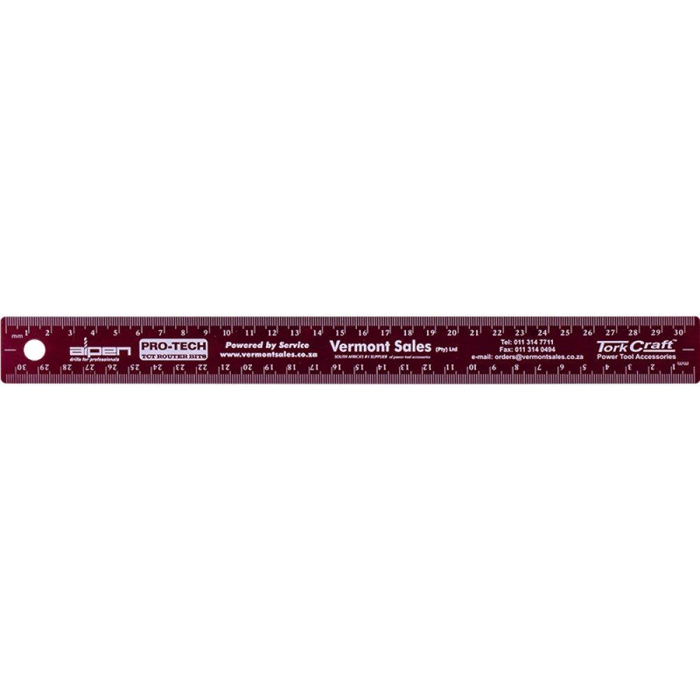 300 Mm Cork Backed Stainless Steel Ruler Red - Livestainable.co.za