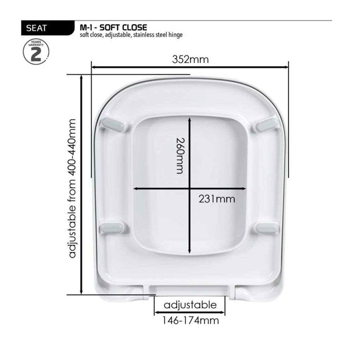 Wirquin Toilet Seat M 1 Soft Close Hinge White - Livestainable.co.za