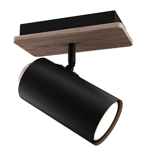 Sol S/Light 1 Light Black/Wood Gu10 1x5w - Livestainable.co.za