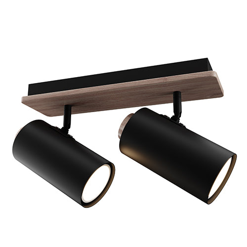 Sol S/Light 2 Light Bar Black/Wood Gu10 2x5w - Livestainable.co.za