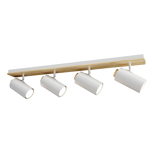 Sol S/Light 4 Light Bar White/Wood Gu10 4x5w - Livestainable.co.za