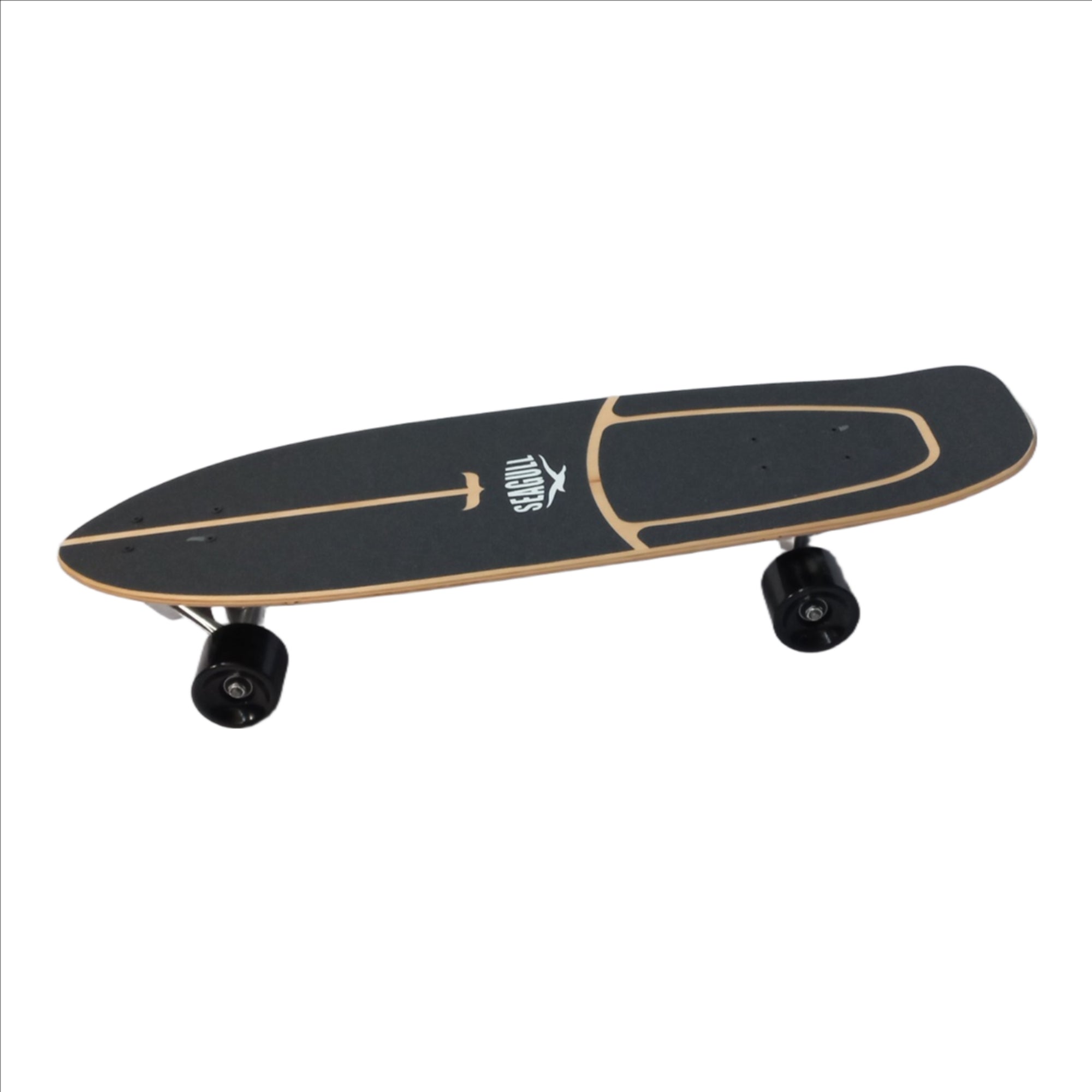 Seagull Surf Skateboard Deck War 29.5"
Bracket:Aluminum
Material:Maple Board
Bearing:Abec 7
Wheels : Pu
Wheels Sizes:70*51mm 
Product Size:75*24*15cm
Suitable Age:8+
Max Load Weight:100 Kgs