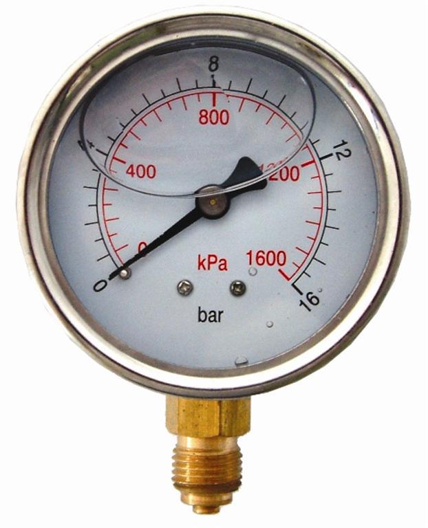 Press. Gauge 63 Mm Glycerine 1/4' Bot. Fit Metal Case 0 16 Bar 0 1600 Kpa - Livestainable.co.za