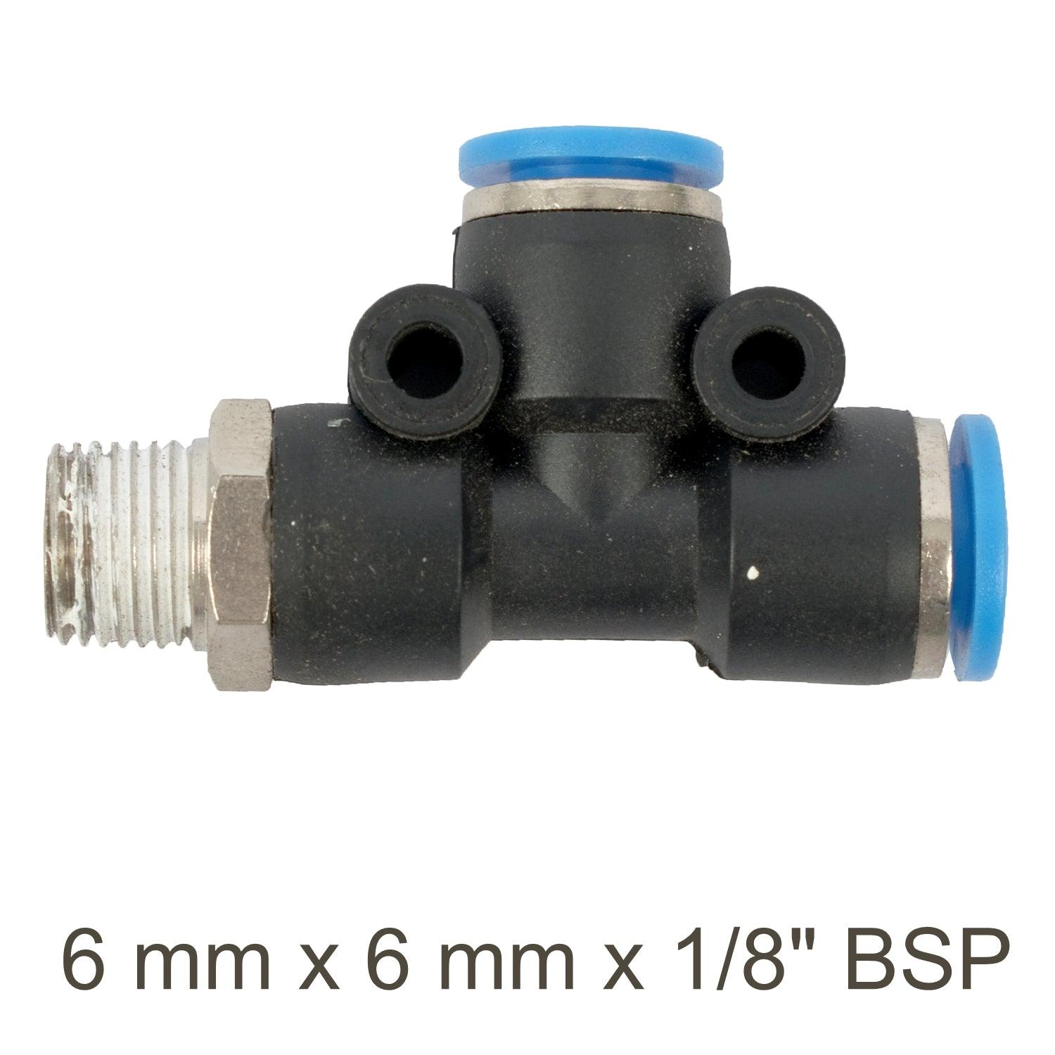 Pu Hose Fitting Tee 6 Mm X 6 Mm X 1/8'm - Livestainable.co.za