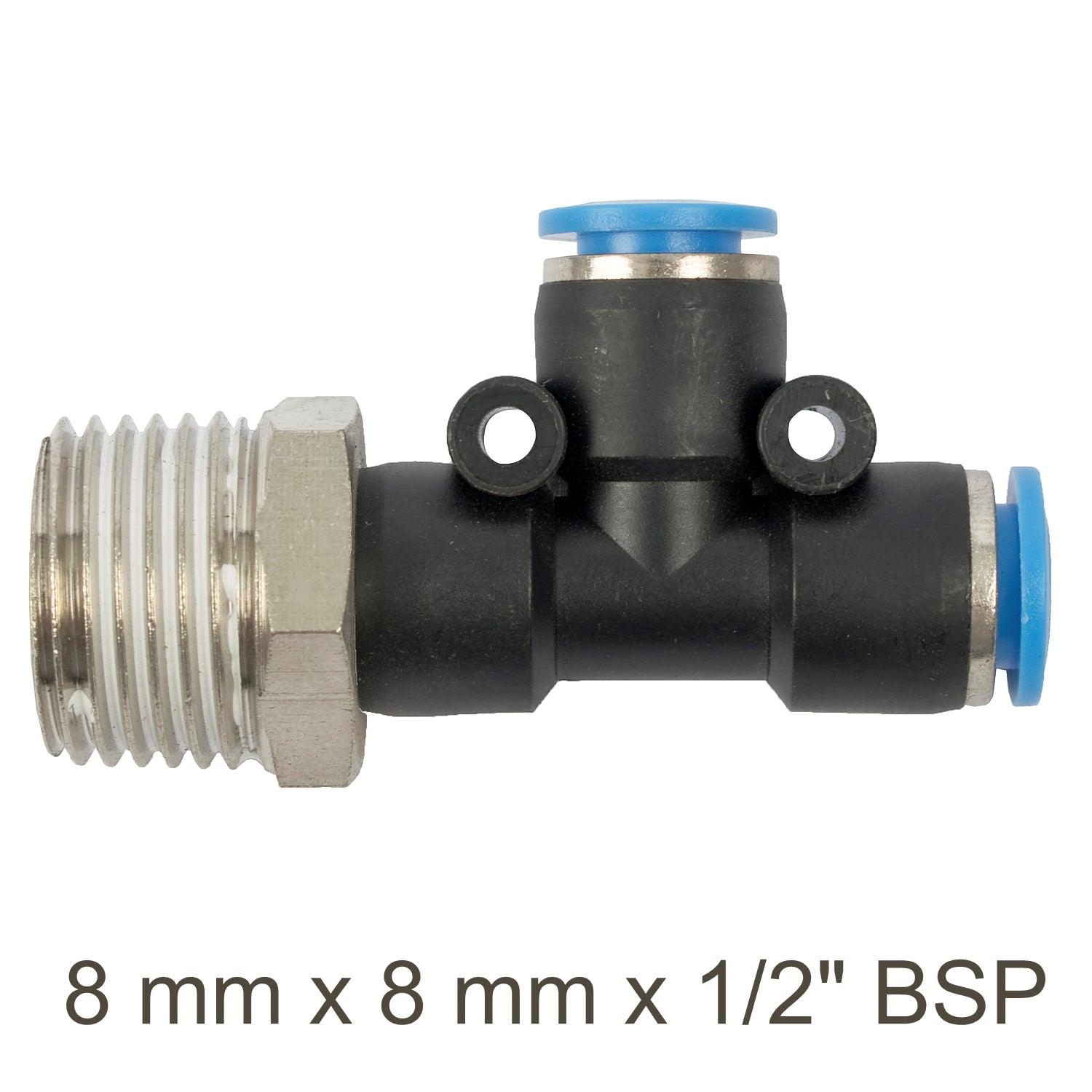 Pu Hose Fitting Tee 8 Mm X 8 Mm X 1/2'm - Livestainable.co.za